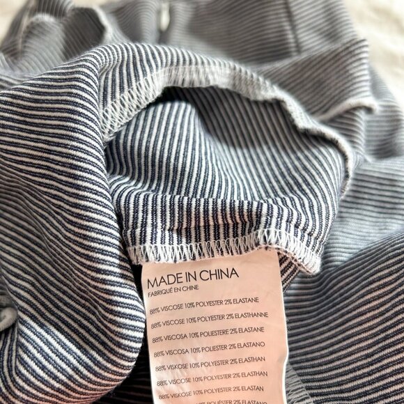 Club Monaco Debren Knit Skirt XS Navy White Stripe Asymmetrical Ruffle Hem - Picture 6 of 6